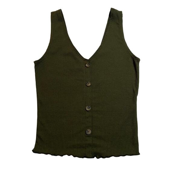 Caution To The Wind V-Neck Sleeveless Ribbed Tank Top Size Small Boho Casual - Picture 1 of 6